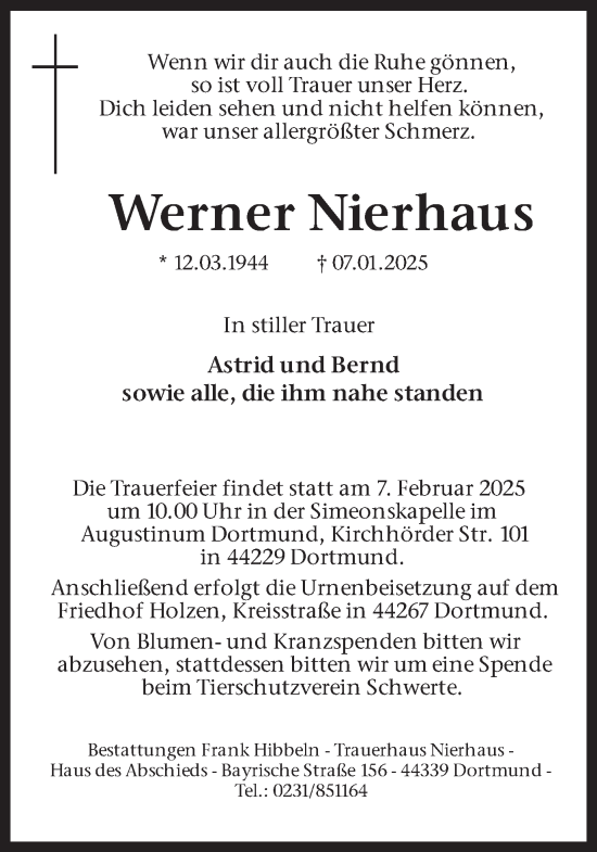 Traueranzeige von Werner Nierhaus von Ruhr Nachrichten