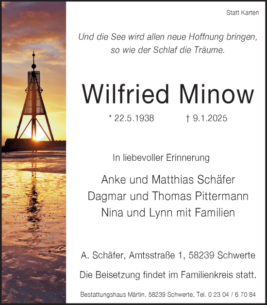 Traueranzeige von Wilfried Minow von Ruhr Nachrichten