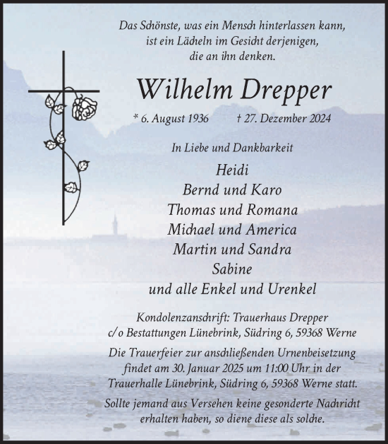 Traueranzeige von Wilhelm Drepper von Ruhr Nachrichten