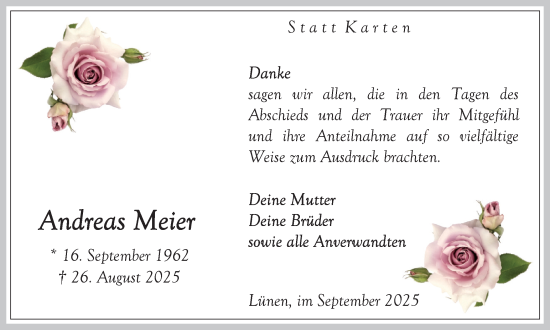 Traueranzeige von Andreas Meier von Lüner Anzeiger