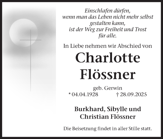 Traueranzeige von Charlotte Flössner von Ruhr Nachrichten