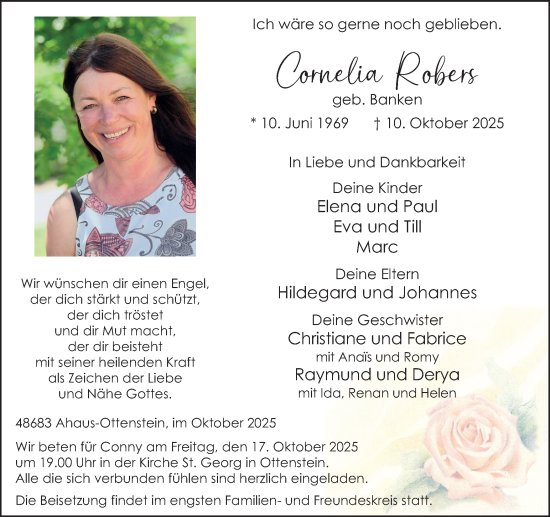 Traueranzeige von Cornelia Robers von Münsterland Zeitung