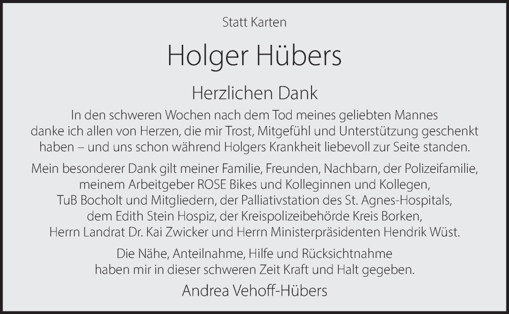  Traueranzeige für Holger Hübers vom 18.10.2025 aus Bocholter Borkener Volksblatt 