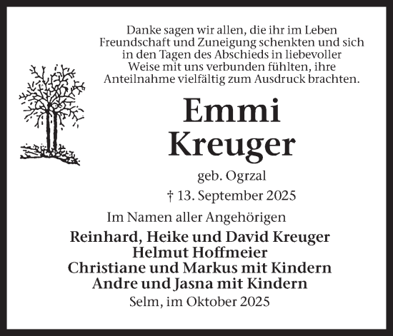 Traueranzeige von Emmi Kreuger von Lüner Anzeiger