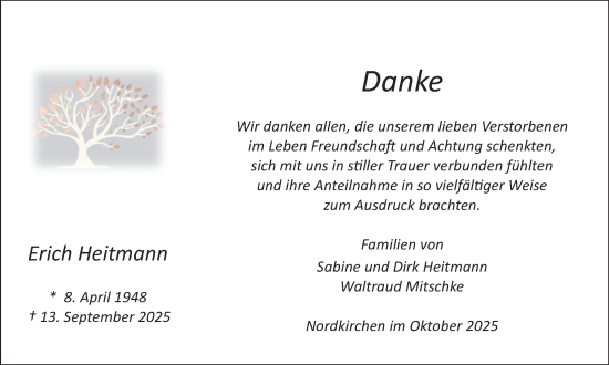 Traueranzeige von Erich Heitmann von Ruhr Nachrichten