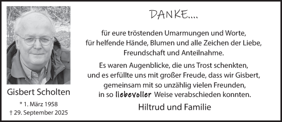 Traueranzeige von Gisbert Scholten 