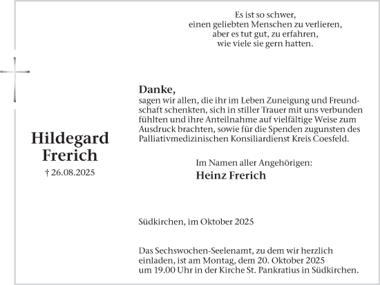 Traueranzeige von Hildegard Frerich von Ruhr Nachrichten