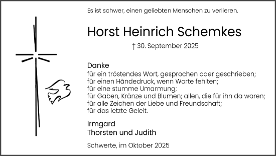 Traueranzeige von Horst Heinrich Schemkes von Ruhr Nachrichten