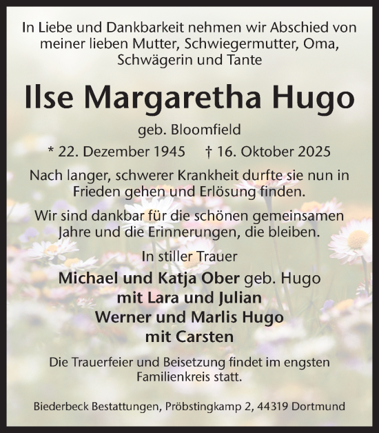 Traueranzeige von Ilse Margaretha Hugo von Ruhr Nachrichten