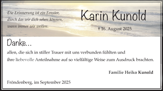 Traueranzeige von Karin Kunold von Hellweger Anzeiger