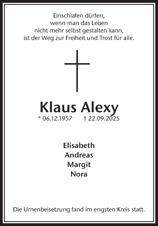 Traueranzeige von Klaus Alexy von Ruhr Nachrichten