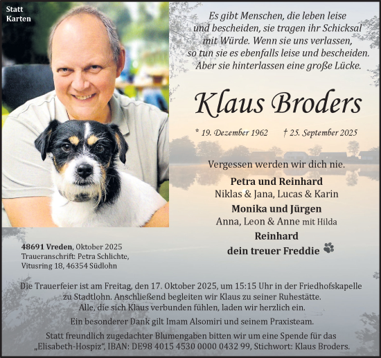 Traueranzeige von Klaus Broders von Münsterland Zeitung