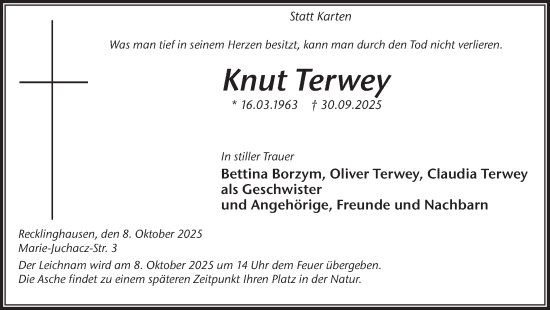 Traueranzeige von Knut Terwey von Trauer Vest