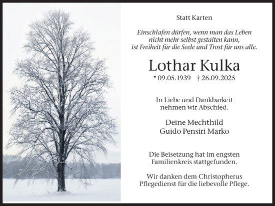 Traueranzeige von Lothar Kulka von Ruhr Nachrichten