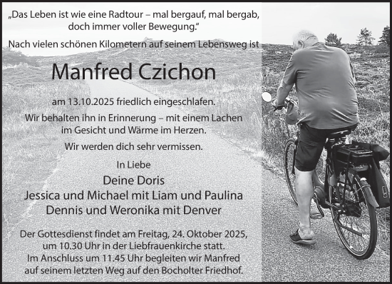 Traueranzeige von Manfred Czichon 