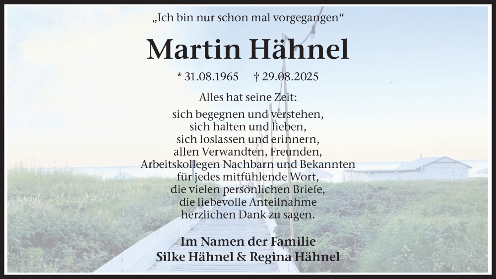  Traueranzeige für Martin Hähnel vom 27.09.2025 aus Hellweger Anzeiger