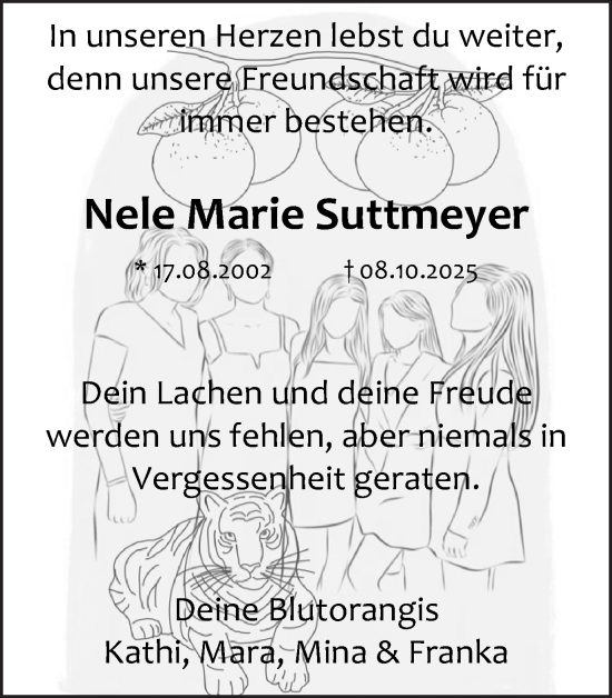 Traueranzeige von Nele Marie Suttmeyer von Trauer Vest