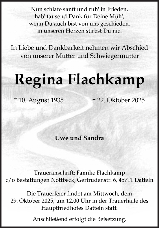Traueranzeige von Regina Flachkamp von Trauer Vest