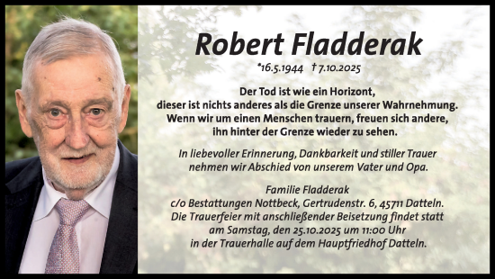 Traueranzeige von Robert Fladderak von Trauer Vest