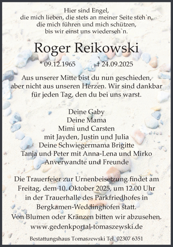 Traueranzeige von Roger Reikowski von Hellweger Anzeiger