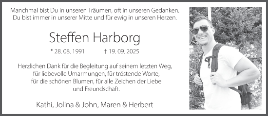 Traueranzeige von Steffen Harborg 