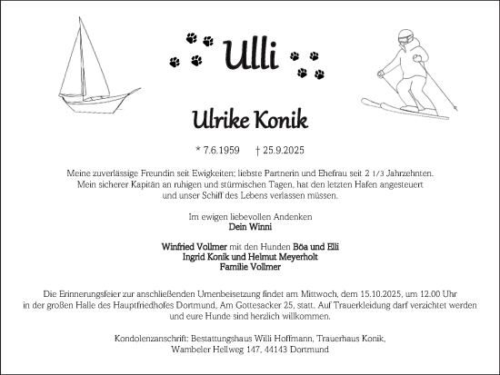 Traueranzeige von Ulrike Konik von Ruhr Nachrichten