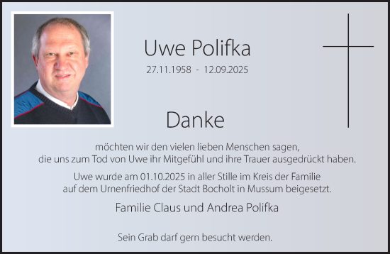 Traueranzeige von Uwe Polifka 