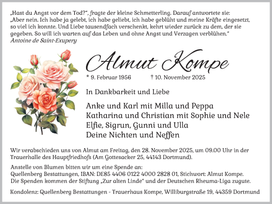 Traueranzeige von Almut Kompe von Ruhr Nachrichten