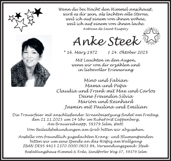 Traueranzeige von Anke Steek von Ruhr Nachrichten
