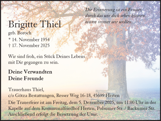 Traueranzeige von Brigitte Thiel von Trauer Vest