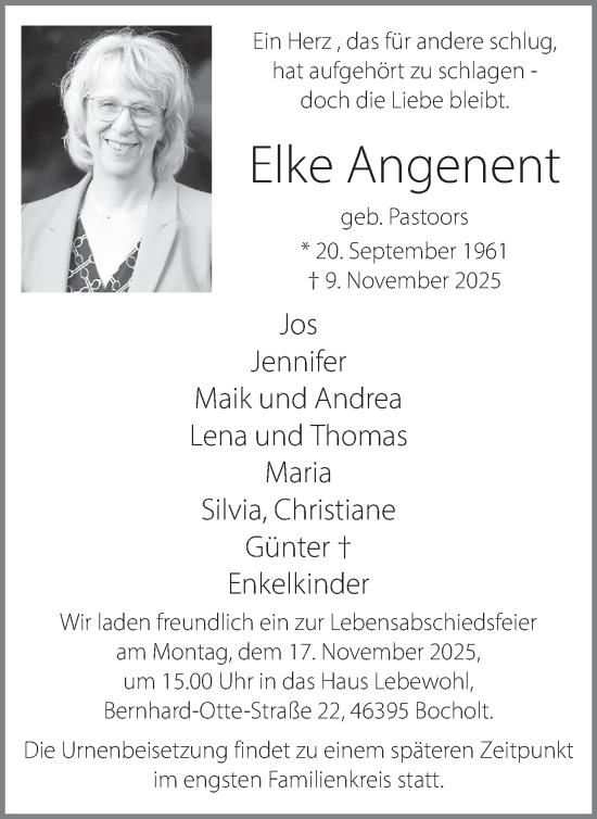 Traueranzeige von Elke Angenent 