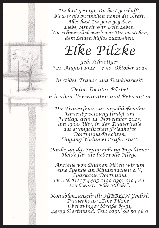 Traueranzeige von Elke Pilzke von Ruhr Nachrichten