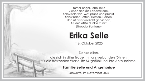 Traueranzeige von Erika Selle von Ruhr Nachrichten