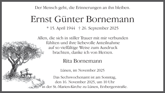 Traueranzeige von Ernst Günter Bornemann von Lüner Anzeiger