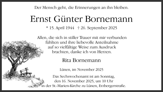 Traueranzeige von Ernst Günter Bornemann von Ruhr Nachrichten
