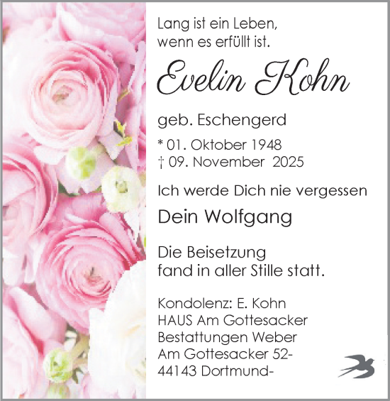 Traueranzeige von Evelin Kohn von Ruhr Nachrichten