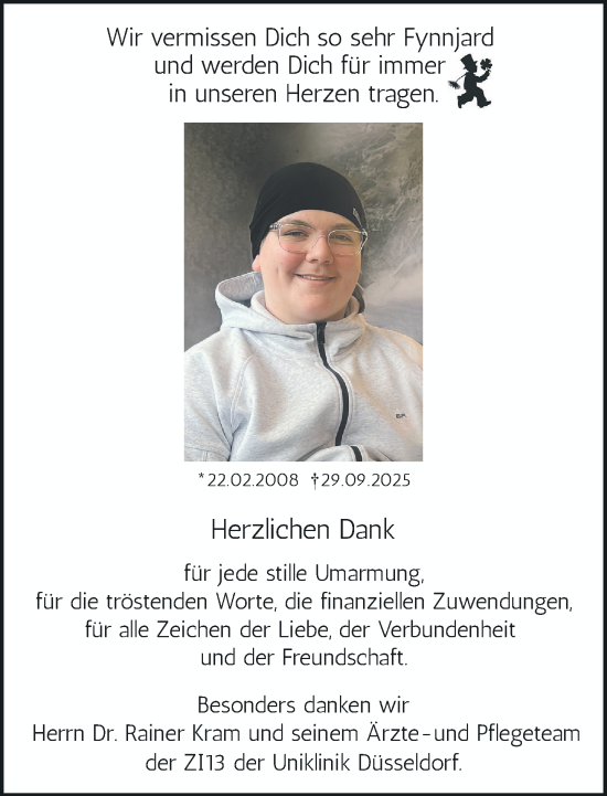 Traueranzeige von Fynnjard  