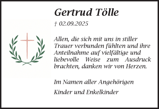 Traueranzeige von Gertrud Tölle von Stadtanzeiger Castrop-Rauxel