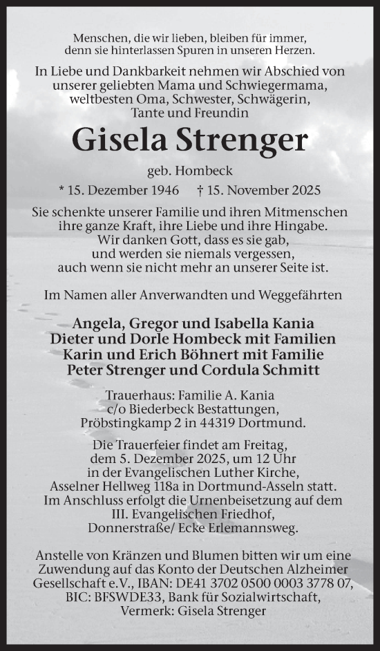 Traueranzeige von Gisela Strenger von Ruhr Nachrichten