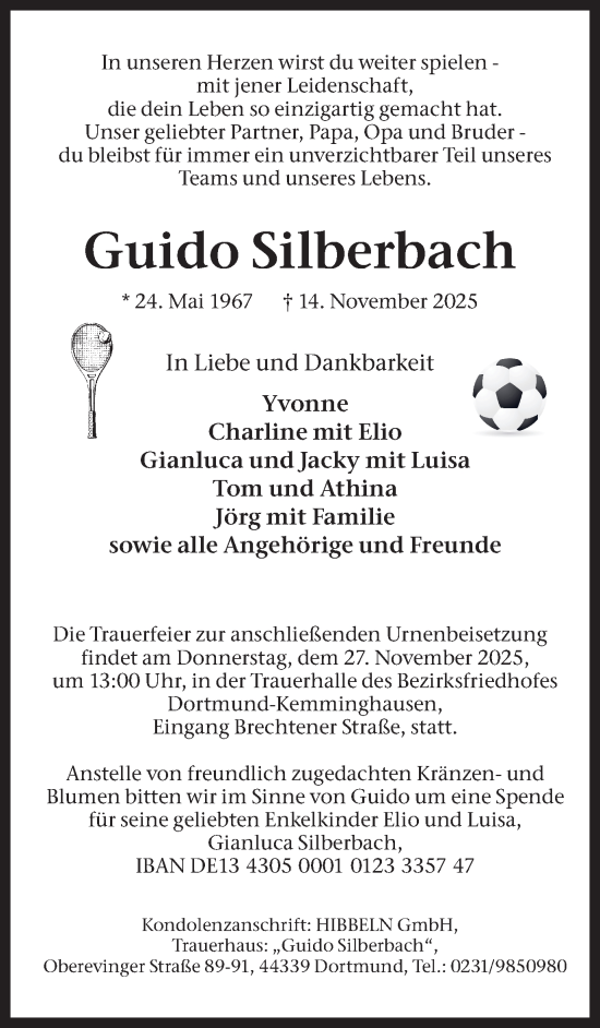 Traueranzeige von Guido Silberbach von Ruhr Nachrichten