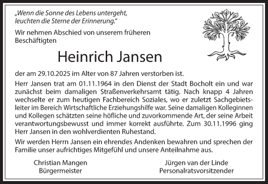 Traueranzeige von Heinrich Jansen 