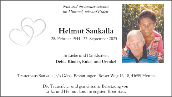 Traueranzeige von Helmut Sankalla von Trauer Vest