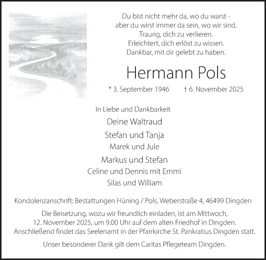 Traueranzeige von Hermann Pols 