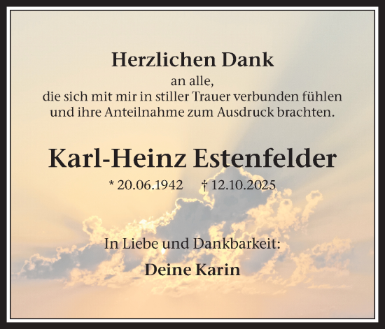 Traueranzeige von Karl-Heinz Estenfelder von Trauer Vest