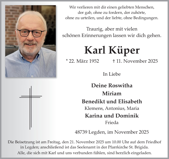 Traueranzeige von Karl Küper von Münsterland Zeitung
