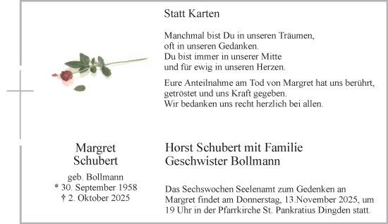 Traueranzeige von Margret Schubert 