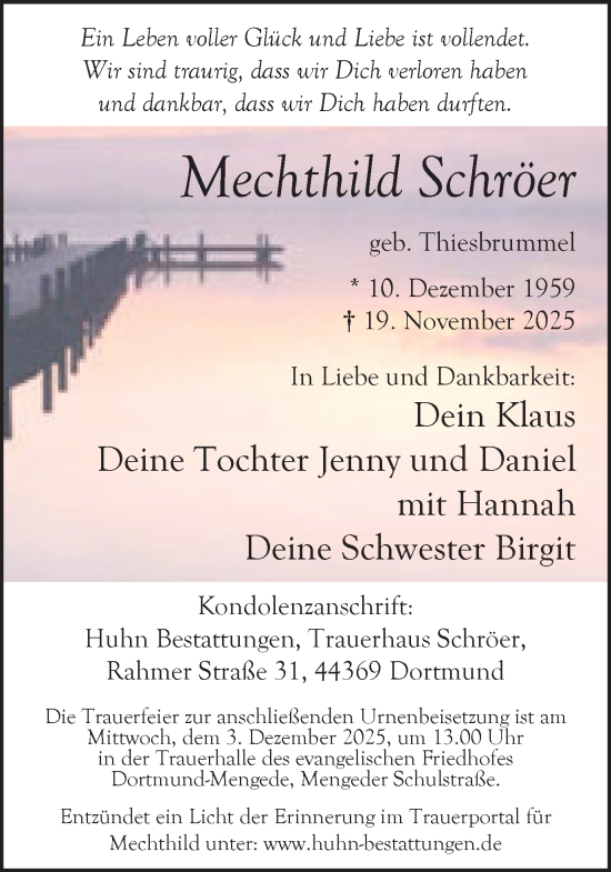 Traueranzeige von Mechthild Schröer von Ruhr Nachrichten