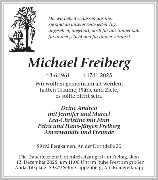 Traueranzeige von Michael Freiberg von Hellweger Anzeiger