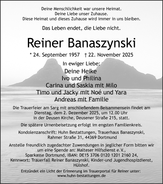 Traueranzeige von Reiner Banaszynski von Ruhr Nachrichten