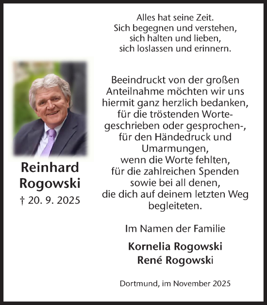 Traueranzeige von Reinhard Rogowski von Ruhr Nachrichten